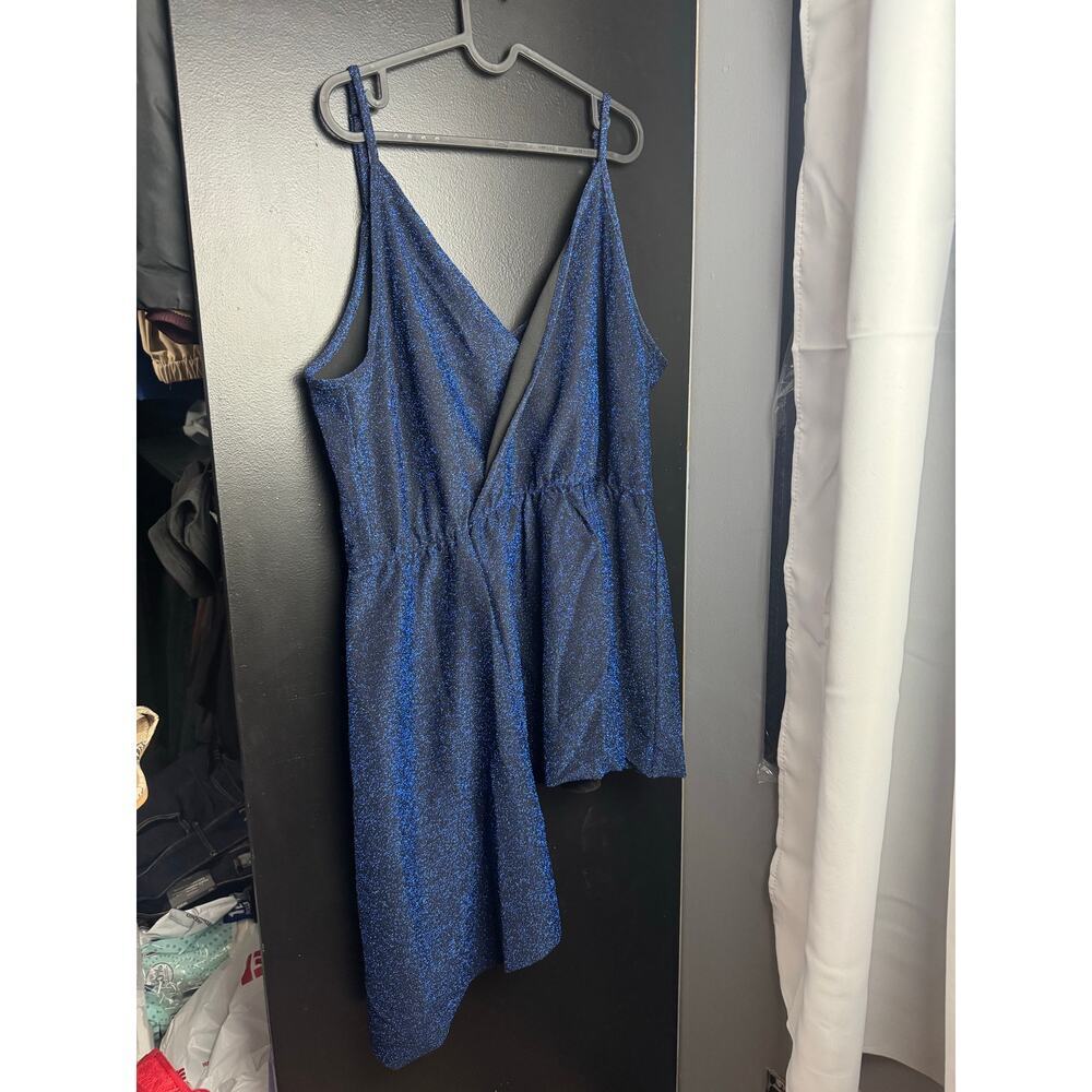 City Chic Electric Blue Asymmetrical Blouse High Stretch - Large/20 (Plus) NWT - Picture 2 of 14